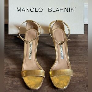 Manolo Blahnik CHAOS 105 1585 GOLD SANDALS